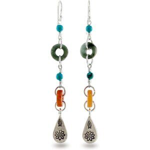 Artisan Sterling Silver Turquoise Dangle Earrings for Women